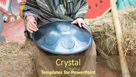  Presentation with musical instrument - Amazing presentation having closeup-of-a-mans-hand backdrop and a tawny brown colored foreground