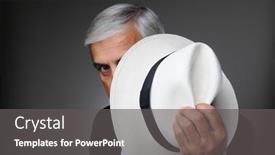  Presentation with aged - PPT theme featuring closeup-of-a-middle-aged background and a dark gray colored foreground