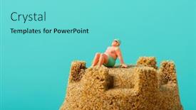  Presentation with relaxing - Slide deck having closeup-of-a-miniature-man background and a seafoam green colored foreground