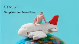  Presentation with airplane - Amazing slide set having closeup-of-a-miniature-man backdrop and a light blue colored foreground