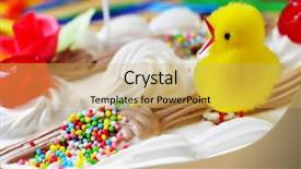  Presentation with chick - Cool new presentation theme with closeup of a mona de pascua a cake eaten in spain on easter monday ornamented with a teddy chick backdrop and a yellow colored foreground