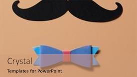  Presentation with cardboard - PPT layouts enhanced with closeup-of-a-moustache-made background and a coral colored foreground