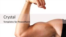  Presentation with white - Amazing theme having testosterone - closeup of a muscular arm backdrop and a lemonade colored foreground