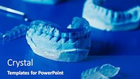  Presentation with mold - Presentation having closeup-of-a-occlusal-splint background and a cobalt blue colored foreground