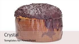  Presentation with christmas chocolate - Beautiful PPT theme featuring closeup of a panettone a typical italian sweet for christmas time with chocolate frosting backdrop and a coral colored foreground