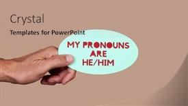  Presentation with green - Slides featuring closeup-of-a-person-holding background and a coral colored foreground