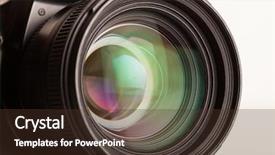  Presentation with lens - PPT theme enhanced with closeup of a photographic lens background and a tawny brown colored foreground