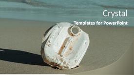  Presentation with seashore - PPT theme featuring closeup-of-a-piece background and a gray colored foreground