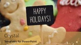  Presentation with christmas black - Audience pleasing PPT theme consisting of closeup of a pile of christmas cookies with different shapes and colors and a black signboard with the text happy holidays written in it backdrop and a yellow colored foreground