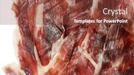  Presentation with medical pill medicine white blue - Presentation theme having closeup of a pile of spanish serrano ham on a white background background and a tawny brown colored foreground