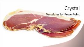  Presentation with spanish - Theme having closeup of a pile of spanish serrano ham background and a white colored foreground