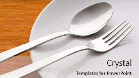  Presentation with dinner - Colorful PPT theme enhanced with closeup of a place setting with dinner-plate backdrop and a light gray colored foreground