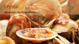  Presentation with clams - Theme featuring closeup-of-a-plate background and a yellow colored foreground