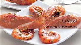  Presentation with shrimps - Presentation enhanced with closeup-of-a-plate background and a red colored foreground