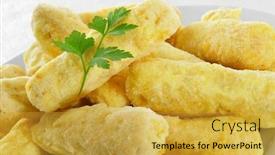  Presentation with frozen fish - PPT theme enhanced with agriculture industry farming people technology background and a  colored foreground.