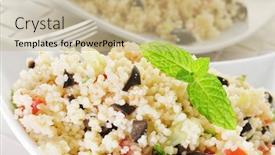  Presentation with salad - Amazing PPT theme having closeup-of-a-plate backdrop and a coral colored foreground