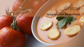  Presentation with culinary - PPT layouts with closeup of a plate of gazpacho a typical spanish summer culinary specialty background and a red colored foreground
