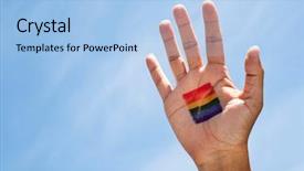  Presentation with rainbow flag - Beautiful presentation theme featuring closeup of a rainbow flag backdrop and a light blue colored foreground