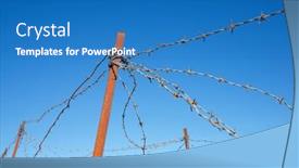  Presentation with barbed wire fence prison concept - Amazing slide deck having closeup-of-a-rusty-barbed backdrop and a teal colored foreground