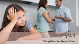  Presentation with sad girl - Amazing theme having closeup of a sad girl backdrop and a coral colored foreground