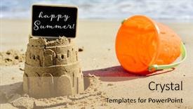  Presentation with signboard - Audience pleasing slides consisting of closeup of a sandcastle backdrop and a coral colored foreground