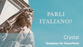  Presentation with rome italy - PPT theme with closeup-of-a-sculpture background and a light blue colored foreground