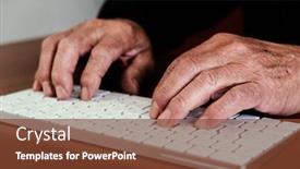  Presentation with keyboard - Slide deck enhanced with closeup-of-a-senior-caucasian background and a tawny brown colored foreground