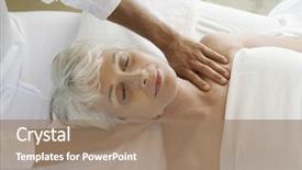  Presentation with senior spa - Slide set with closeup of a senior woman background and a coral colored foreground