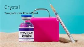  Presentation with medical tourism - Presentation theme with closeup-of-a-simulated-vial background and a light blue colored foreground