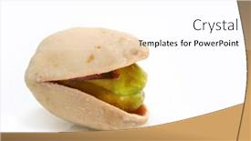  Presentation with nut - Presentation design with closeup of a single unshelled pistachio nut isolated on white background background and a white colored foreground