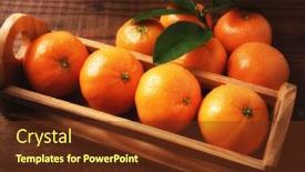  Presentation with mandarin oranges - Slide set consisting of closeup-of-a-small-crate background and a tawny brown colored foreground