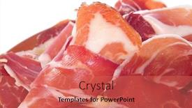  Presentation with tapas - Cool new presentation theme with closeup of a some spanish serrano ham tapas backdrop and a coral colored foreground