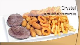  Presentation with burgers - Amazing PPT theme having closeup of a spanish combo backdrop and a white colored foreground