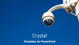  Presentation with surveillance - PPT layouts having closeup-of-a-surveillance-camera background and a dark gray colored foreground