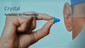  Presentation with wearing swimming goggles and cap - PPT theme enhanced with closeup-of-a-swimmer-man background and a light blue colored foreground