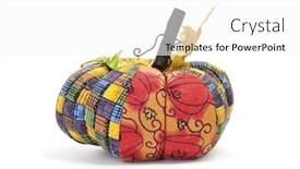  Presentation with textile - Audience pleasing PPT theme consisting of closeup-of-a-textile-pumpkin backdrop and a white colored foreground