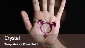  Presentation with hand palm - Presentation consisting of tranning - closeup of a transgender symbol background and a tawny brown colored foreground
