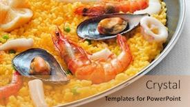  Presentation with seafood paella - Beautiful slide set featuring bob biju - flatbread of cassava backdrop and a  colored foreground.