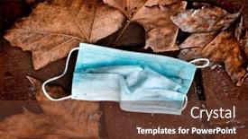  Presentation with face mask - Audience pleasing slide set consisting of closeup-of-a-used-disposable backdrop and a tawny brown colored foreground