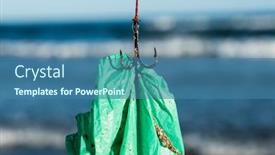  Presentation with plastic bag - Slides having closeup-of-a-used-green background and a ocean colored foreground