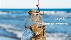  Presentation with plastic bottle - Cool new presentation theme with closeup-of-a-used-plastic backdrop and a teal colored foreground