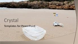  Presentation with plastic container - PPT layouts featuring closeup-of-a-used-plastic background and a soft green colored foreground