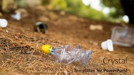 Presentation with plastic containers - PPT theme having closeup-of-a-used-plastic background and a coral colored foreground