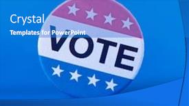  Presentation with united states - Slides enhanced with closeup-of-a-vote-badge background and a teal colored foreground