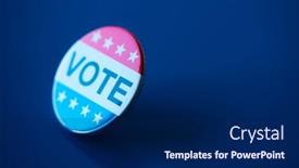  Presentation with united states - Audience pleasing slide set consisting of closeup-of-a-vote-badge backdrop and a navy blue colored foreground