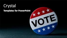  Presentation with vote - Presentation with closeup-of-a-vote-badge background and a  colored foreground