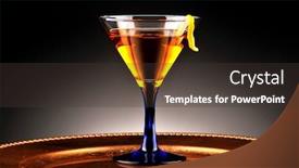 Presentation with whiskey - Beautiful PPT layouts featuring closeup of a whiskey sour drink with a lemon twist the drink is on a gold serving tray with light to dark spot background horizontal composition backdrop and a tawny brown colored foreground