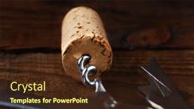  Presentation with corkscrew - Presentation design featuring closeup-of-a-wine-cork background and a wine colored foreground