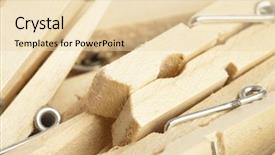  Presentation with clothing wooden clothes hanger object - Colorful PPT theme enhanced with closeup of a wooden clothes backdrop and a  colored foreground