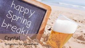  Presentation with spring break - Colorful theme enhanced with text happy spring break backdrop and a coral colored foreground